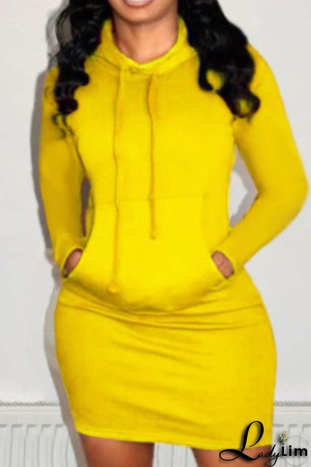 Red Fashion Casual Solid Patchwork Hooded Collar Long Sleeve Dresses