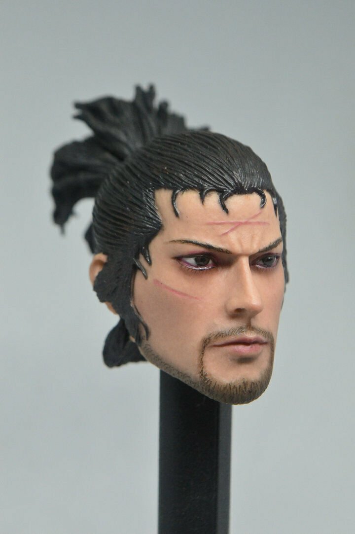 1/6 Male Head Sculpt Miyamoto Musashi Japan samurai Male Head Carved Model Toys Fit 12" Action Figure Body-aliexpress