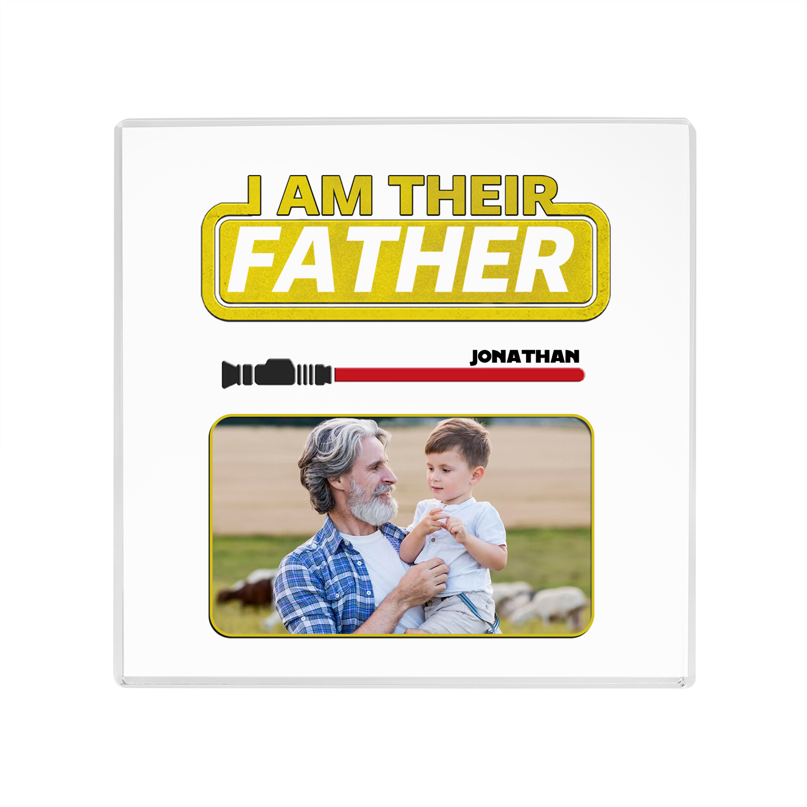 1 Name - Personalised Photo & Name Acrylic Square Keepsake Rectangle Plaque "I Am Their Father" Gifts for Dad-Jessemade AU