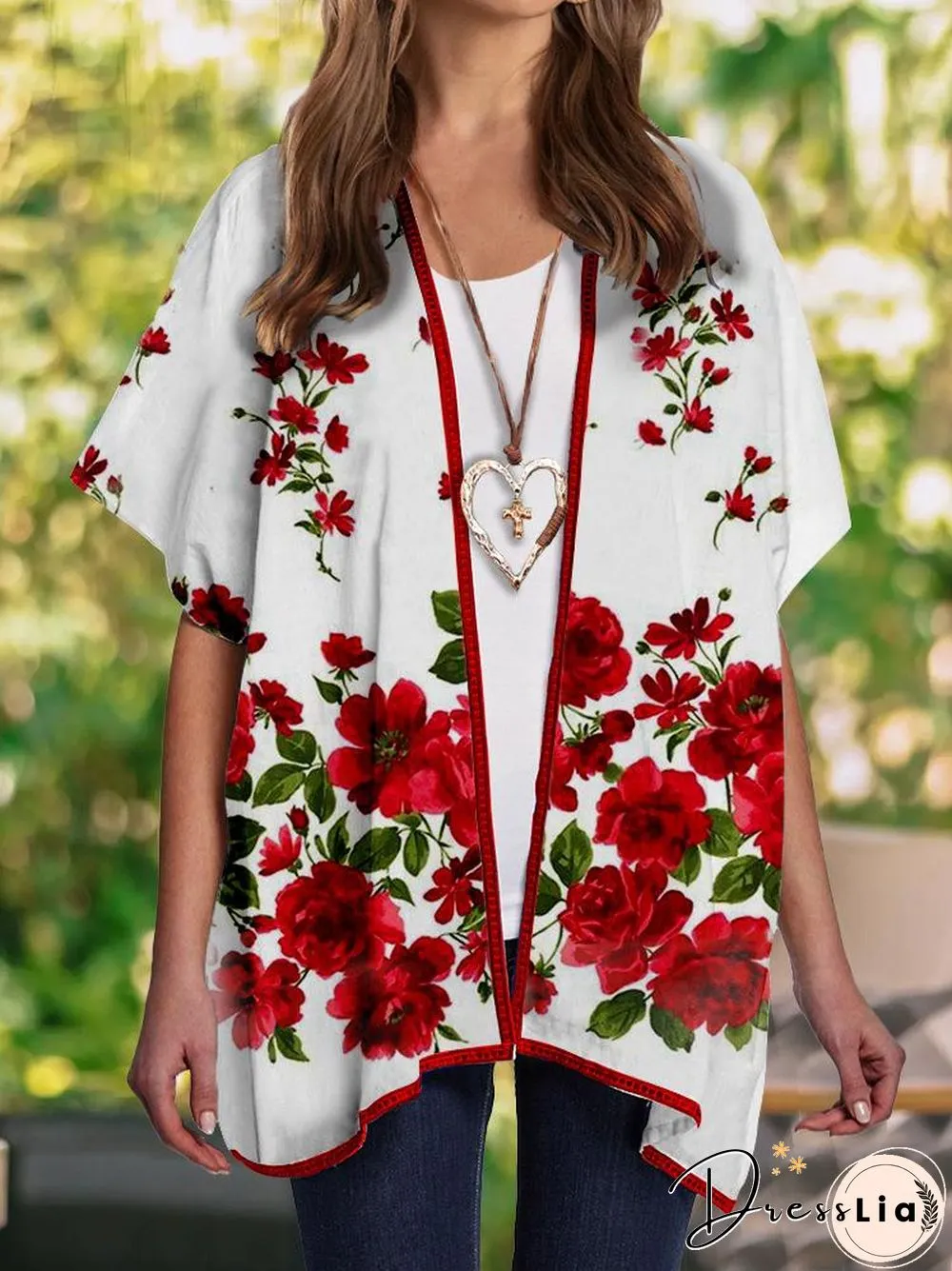 Loose Pattern Short Sleeve Outerwear