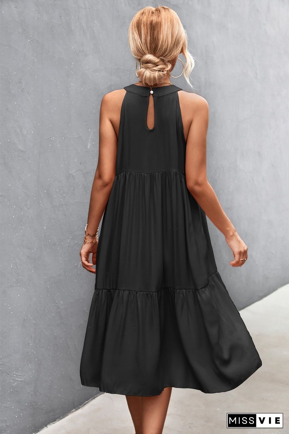 Elegant Sexy Dress Women Summer Dresses New Casual Loose Beach High Waist Solid Sleeveless A-line Midi O-neck Halter Dress