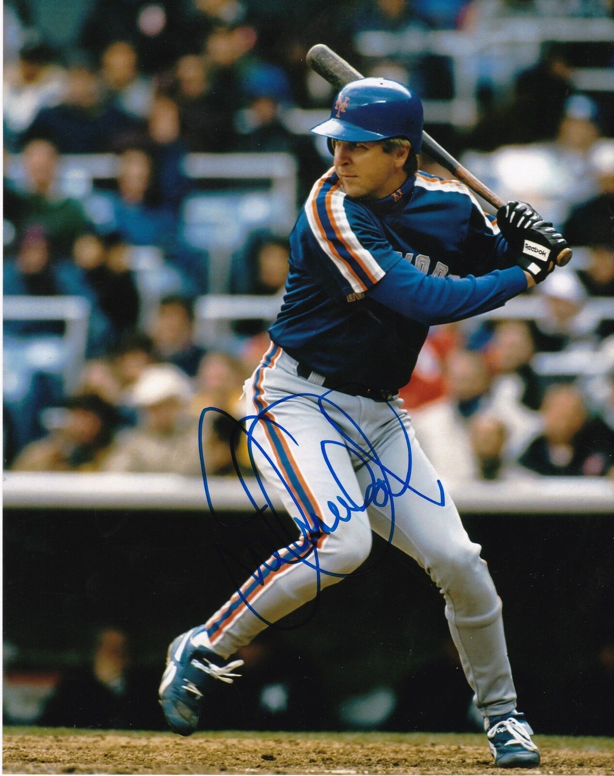 JOE ORSULAK NEW YORK METS ACTION SIGNED 8x10