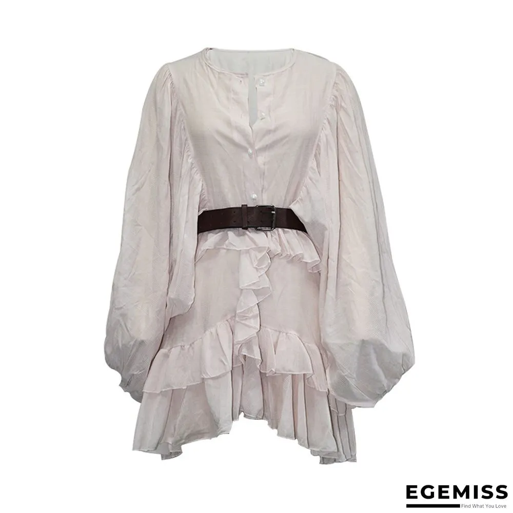 Lantern Ruffled Waist Slim Dress | EGEMISS