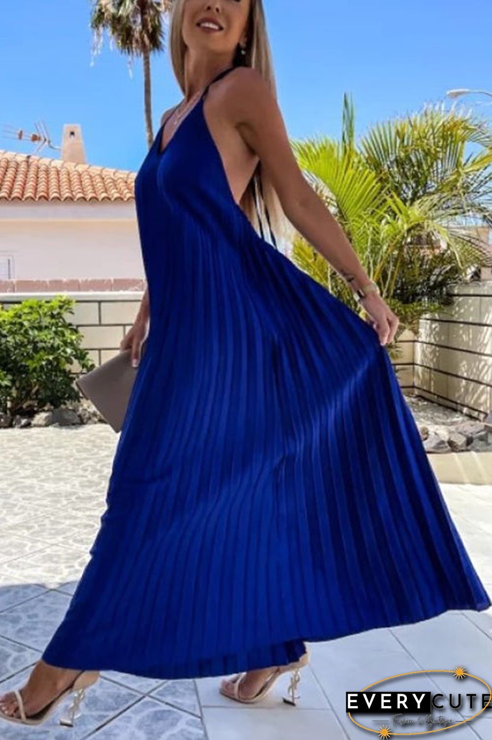 Breeze Slip Pleated Maxi Dress