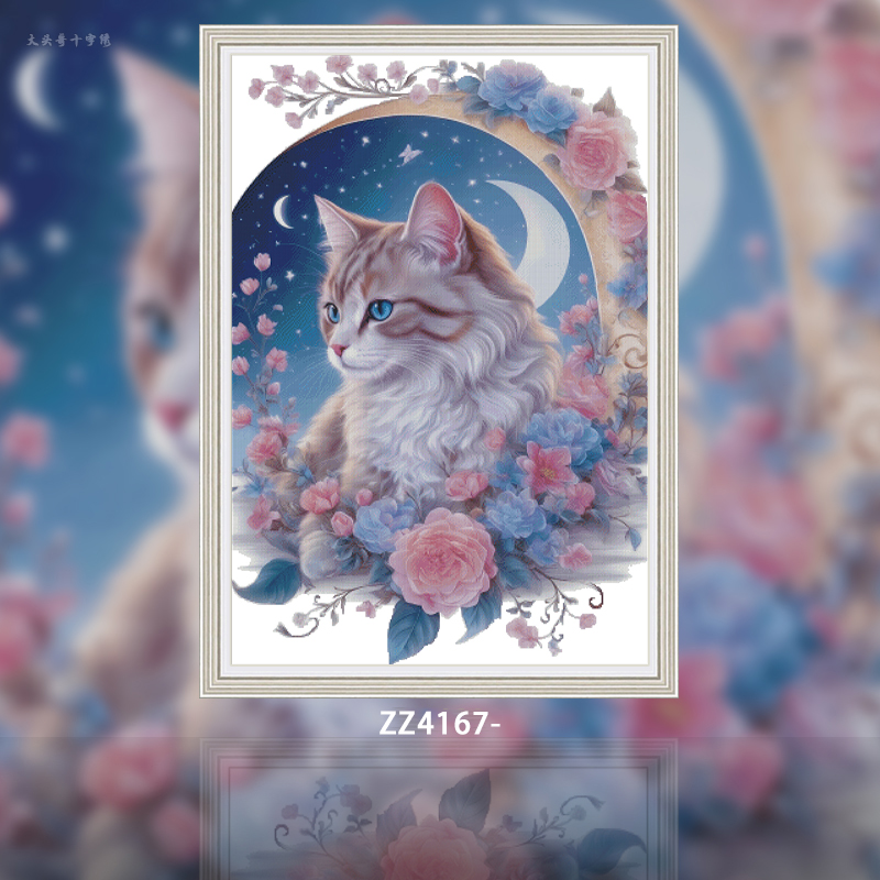 [ZZ4167-Star and Moon Cat]  Painting Fairy Cross Stitch