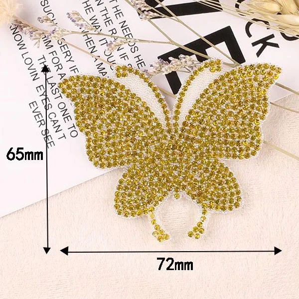 Beautiful Butterfly Crystal Rhinestone Patches On Clothes DIY Washable Heat Stickers Funny Design Iron On Transfer For Bag Decor