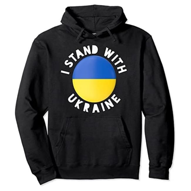 I Stand with Ukraine Badge Pullover Hoodie
