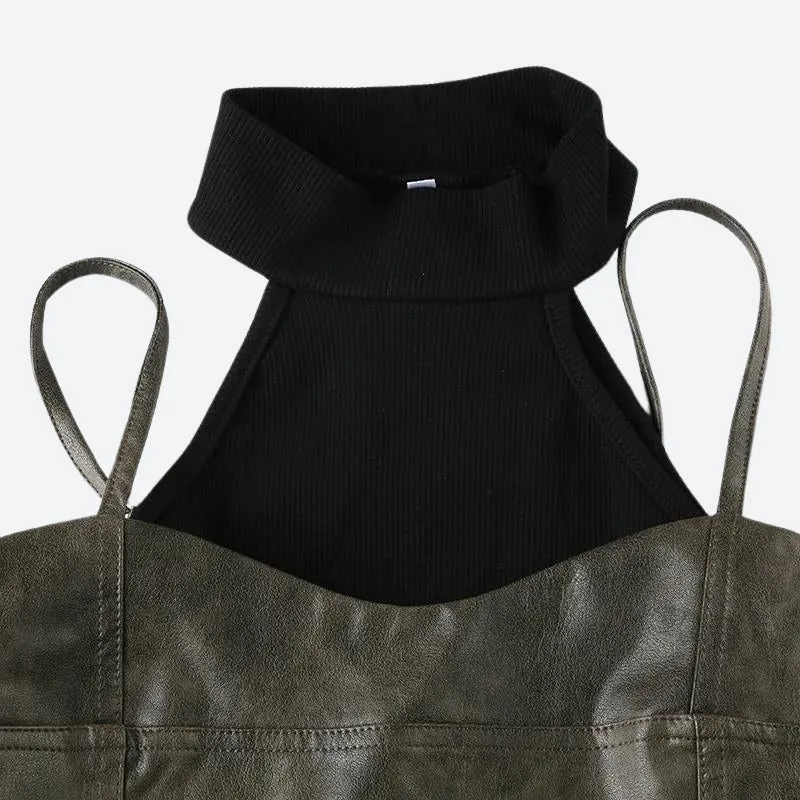 Brownm Crop Halter Top