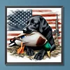 American Flag And Hound Round Diamond Diamond Painting 30*30cm