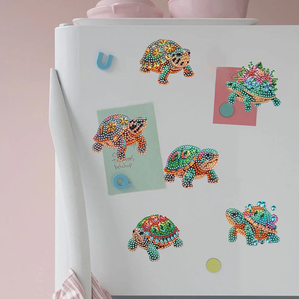 6pcs DIY Sea Turtle Special Shape Diamond Painting Fridge Magnet for Adults Kids Beginners