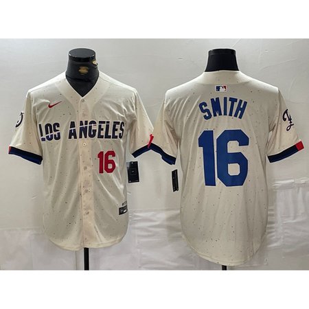 Men's Los Angeles Dodgers #16 Will Smith Cream Stitched Baseball Jersey CDE6