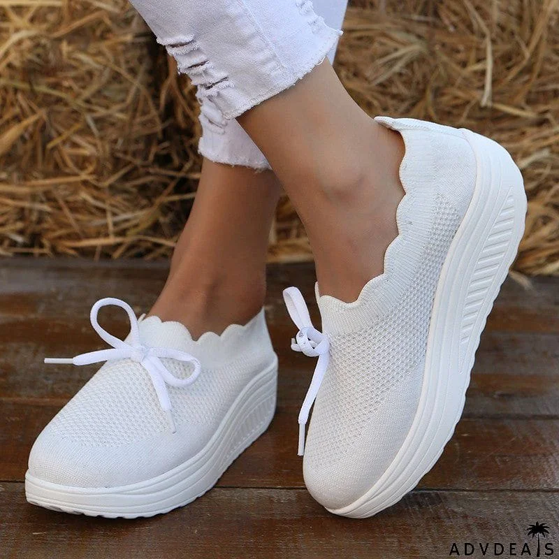 Women's Mesh Surface Breathable Lace-up Running Loafers