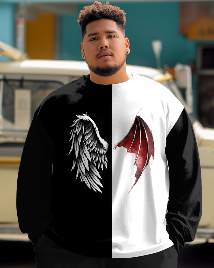 Colorblock Wings Print Long Sleeve Tee