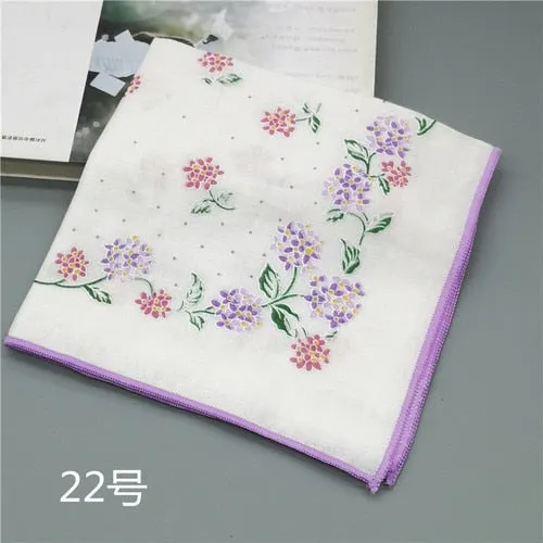 Handkerchiefs Women Kawaii Printing Simple Square Towel Pocket Elegant All-match Womens Leisure Female Cute Handkerchief Cotton