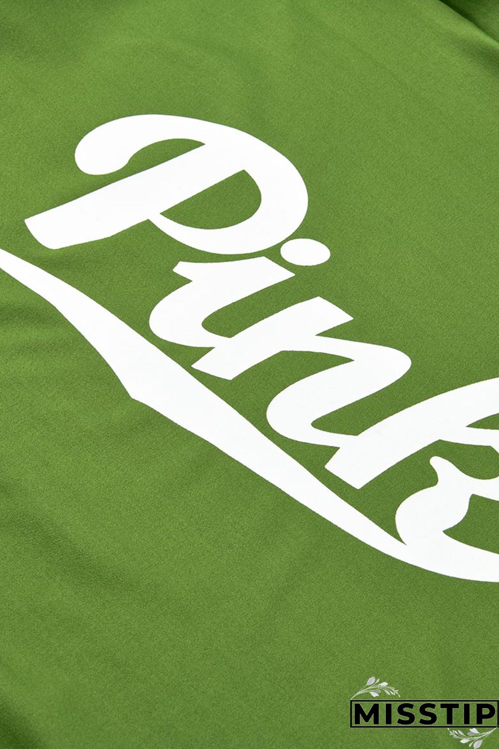 Green Fashion Casual Letter Print Basic Oblique Collar Long Sleeve Two Pieces