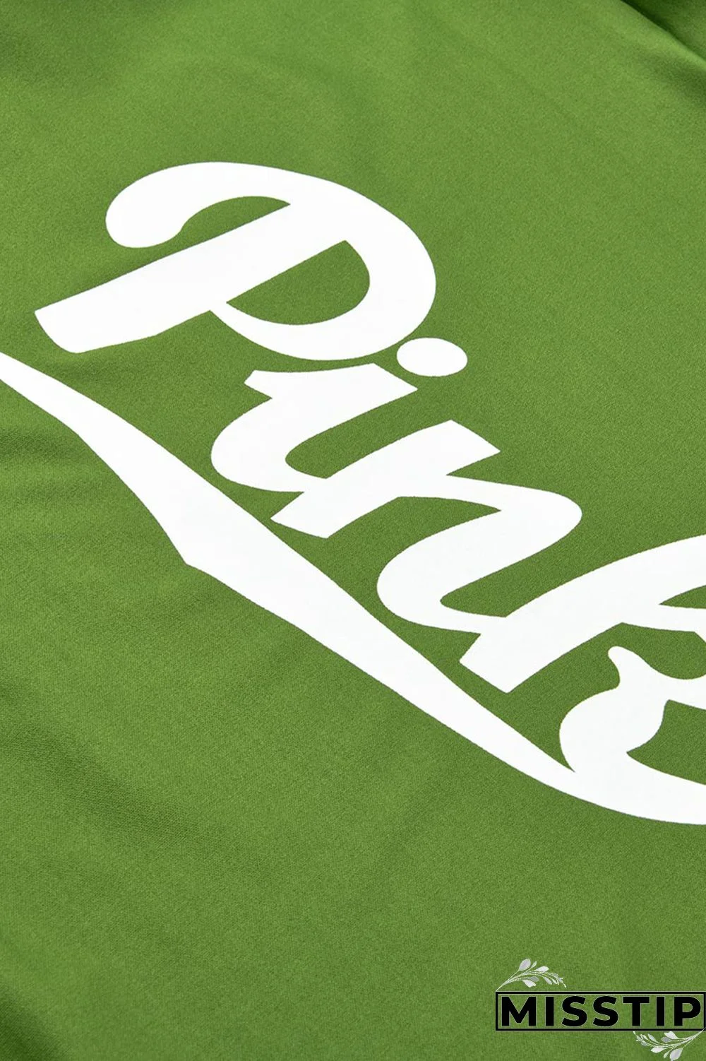 Green Fashion Casual Letter Print Basic Oblique Collar Long Sleeve Two Pieces