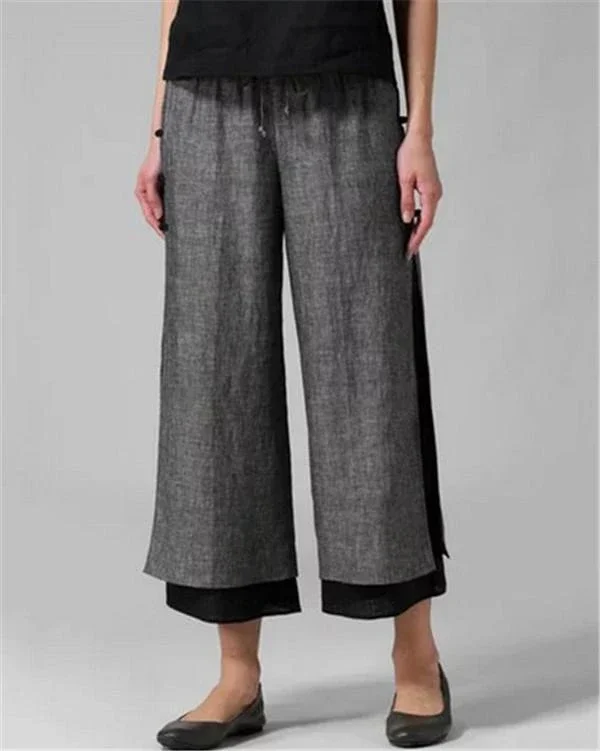 cotton pants plus size casual wide leg linen pants p118436