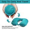 U-shaped neck pillow, automatic inflatable camping/travel pillow, travel pillow, soft velvet inflatable pillow, suitable for offices, airplanes, homes, portable, comfortable and convenient