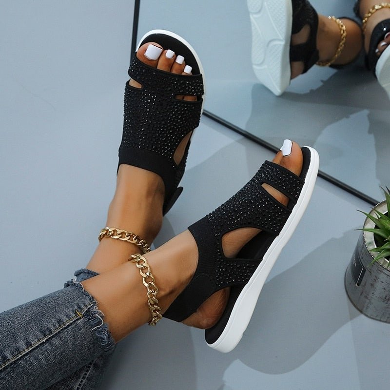 2021 New Women Soft Comfortable Sandals Mesh Upper Breathable Sandals Adjustable Cross-strap Design Sandalias Mujer