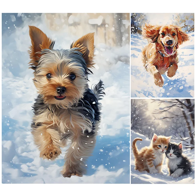 Snow Puppy 30*40cm(canvas) full round drill diamond painting