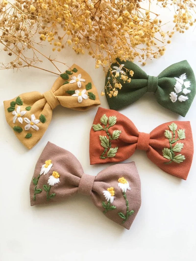 How to Make Hand Embroidered Hair Bows 