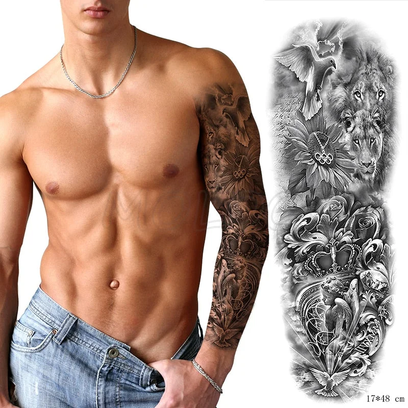 Waterproof Temporary Tattoo Sticker Full Arm Large Virgin Cross Tatoo Stickers Flash Fake Tattoos for Men Women