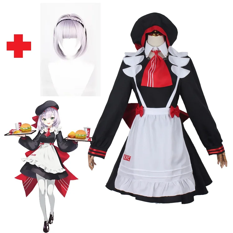 【Wetrose】In Stock Noelle Maid Genshin Impact KFC Fanart Cosplay Costume Game Noeru Wig Full Set