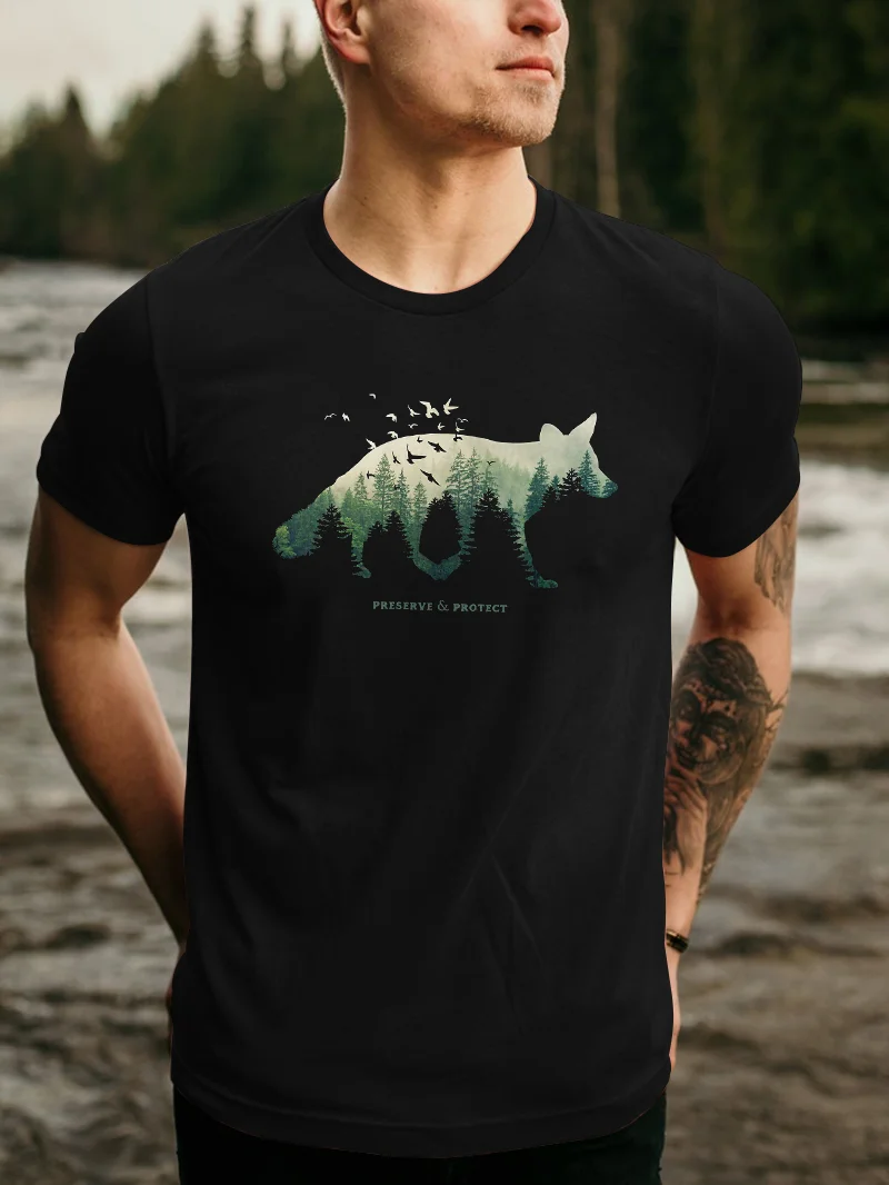 Preserve Forest Wolf Printed Men's T-Shirt in  mildstyles