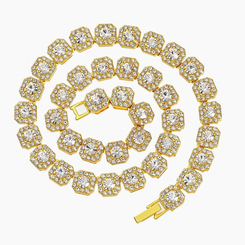 Hip-Hop Retro Solid Color Zircon Alloy Necklace
