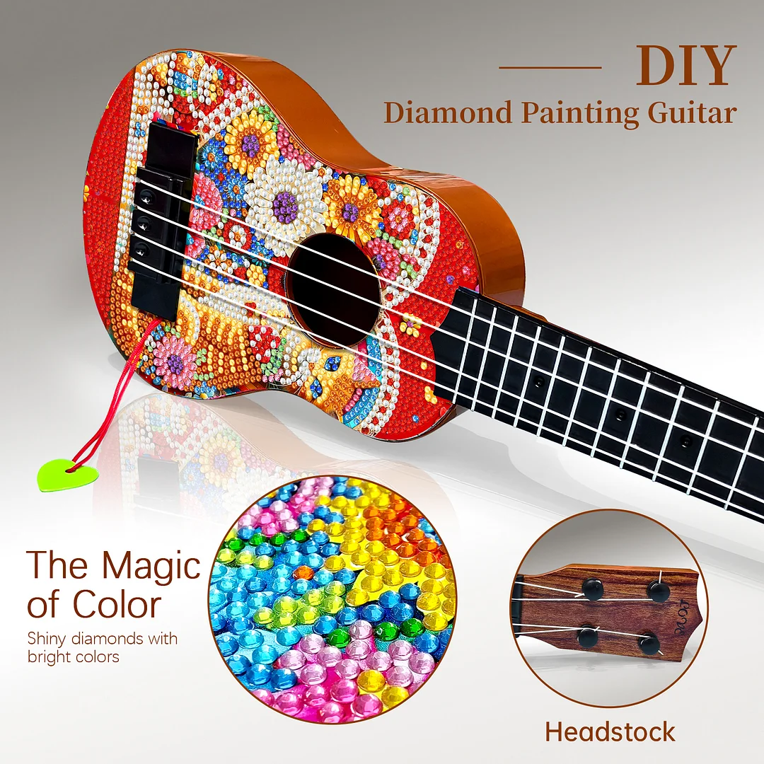 DIY Wooden Guitar Diamond Art Ornament Unique Unique Gifts for Musicians (Cat)