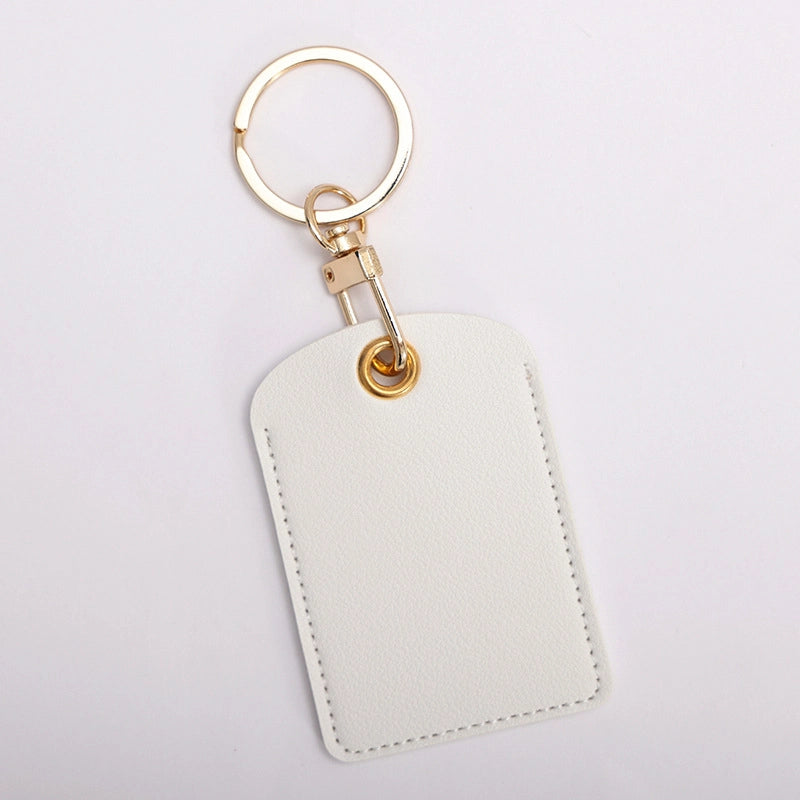Access Card Case Water Drop Keychain Genuine Leather Community Women Men’s Ic Student Bus Card Elevator Induction Protective Case