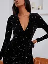  Star Print Long Sleeve Mini Dress