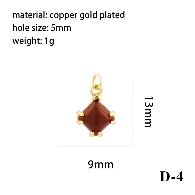 Minimalist Oval Water Droplets Heart Shape Stone Copper Plating Inlay Zircon 18k Gold Plated Charms