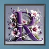 Diamond Painting -DIY Round Drill Lily Letters R(40x40cm)