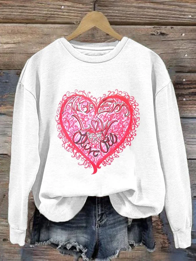 Women's Valentine's Day printed sweatshirt