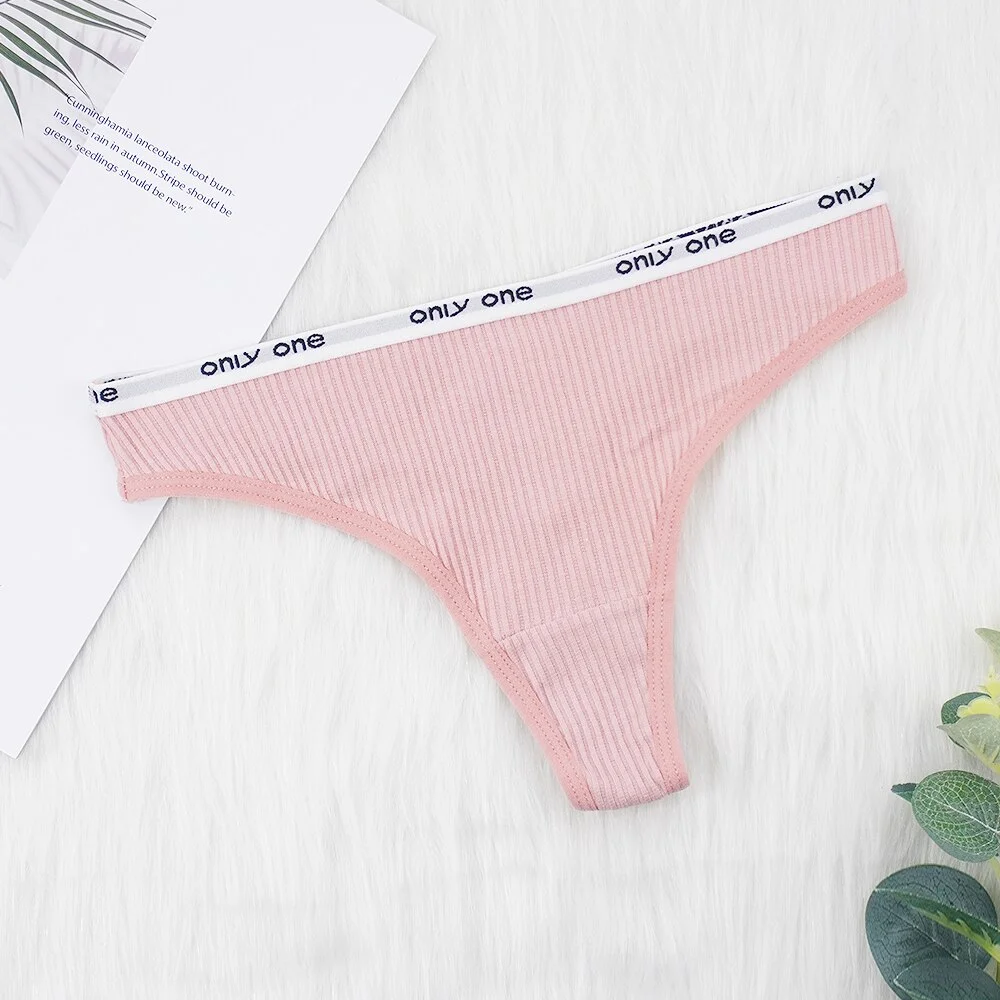 Billionm Sexy Panties for Women Thongs Bikini Ladies Lingerie Underwear Cotton Breathable Sporty Thread Letter Low Rise T Back