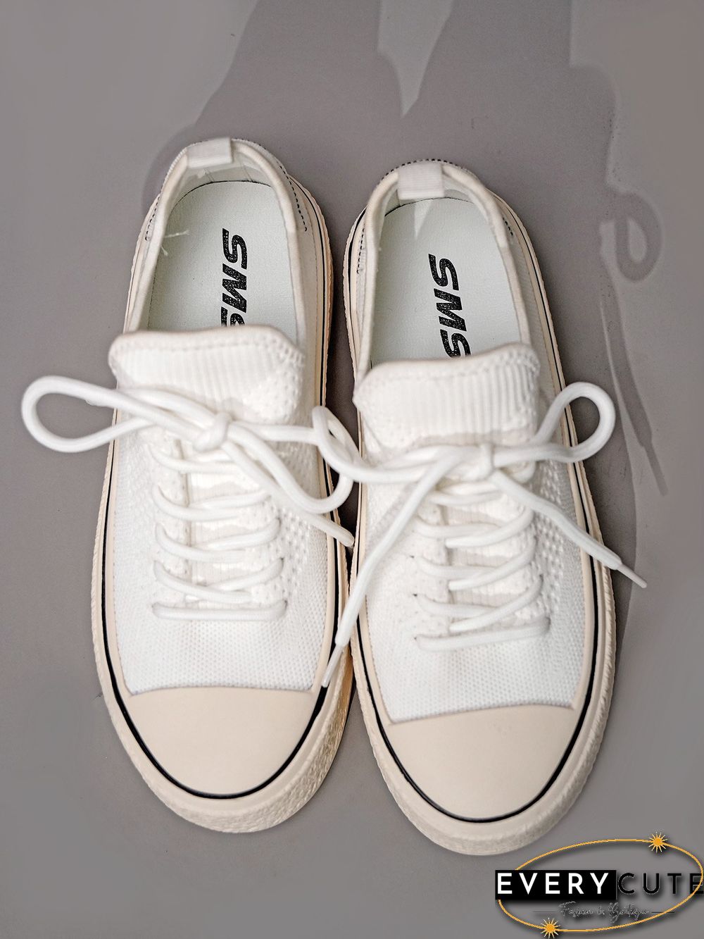 Fashionable Lightweight Breathable Lace-Up Platform Flyknit Casual Shoes