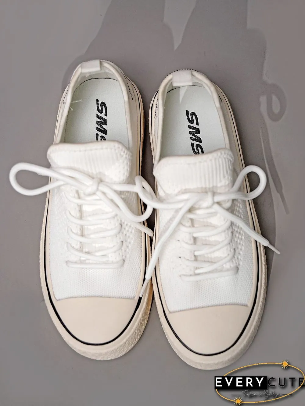 Fashionable Lightweight Breathable Lace-Up Platform Flyknit Casual Shoes