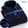 Men's Casual Pullover Plus Velvet Thickened Warm Long-sleeved Fake Two-piece Shirt
