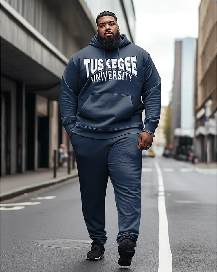 Men's Plus Size Tuskegee University Style Hoodie and Sweatpants Two Piece Set