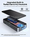 USB C Hub with M.2 SSD Enclosure, New Upgrade ORICO 10-in-1 USB-C Docking Station with Built in fan, 10Gbps USB 3.2 Gen2 M.2 NVMe SSD Reader, Support 4K@60Hz HDMI, 100W PD, Ethernet, SD/TF - DPM2P9-V1