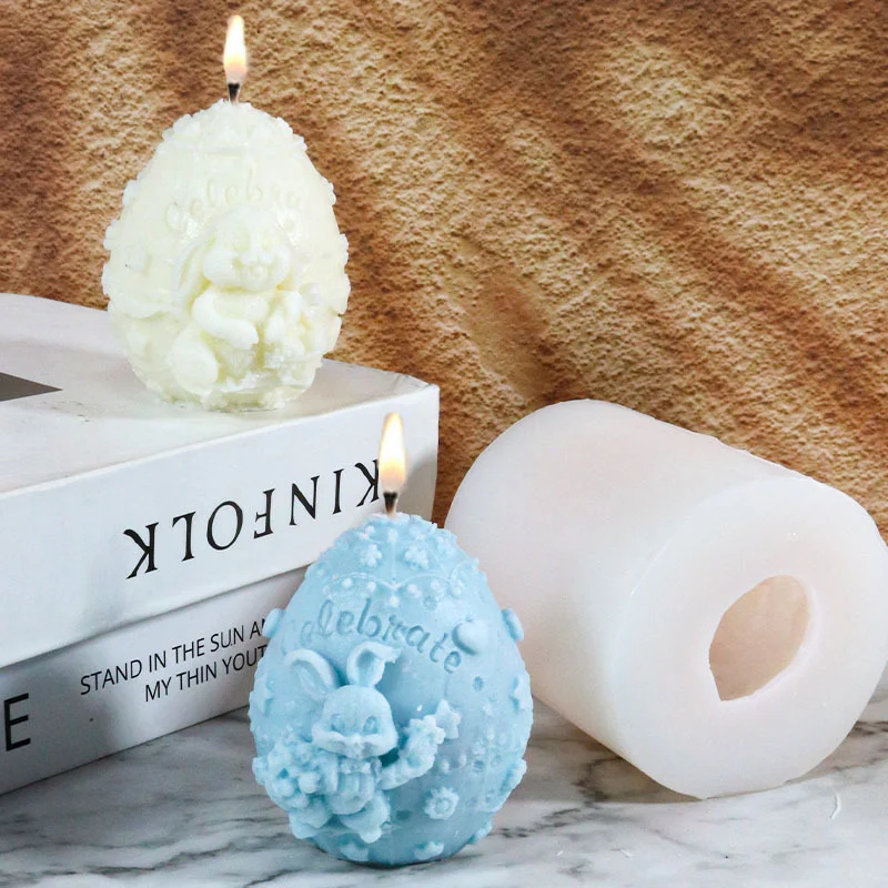 3D Easter Bunny Egg Aromatherapy Candle Silicone Mold