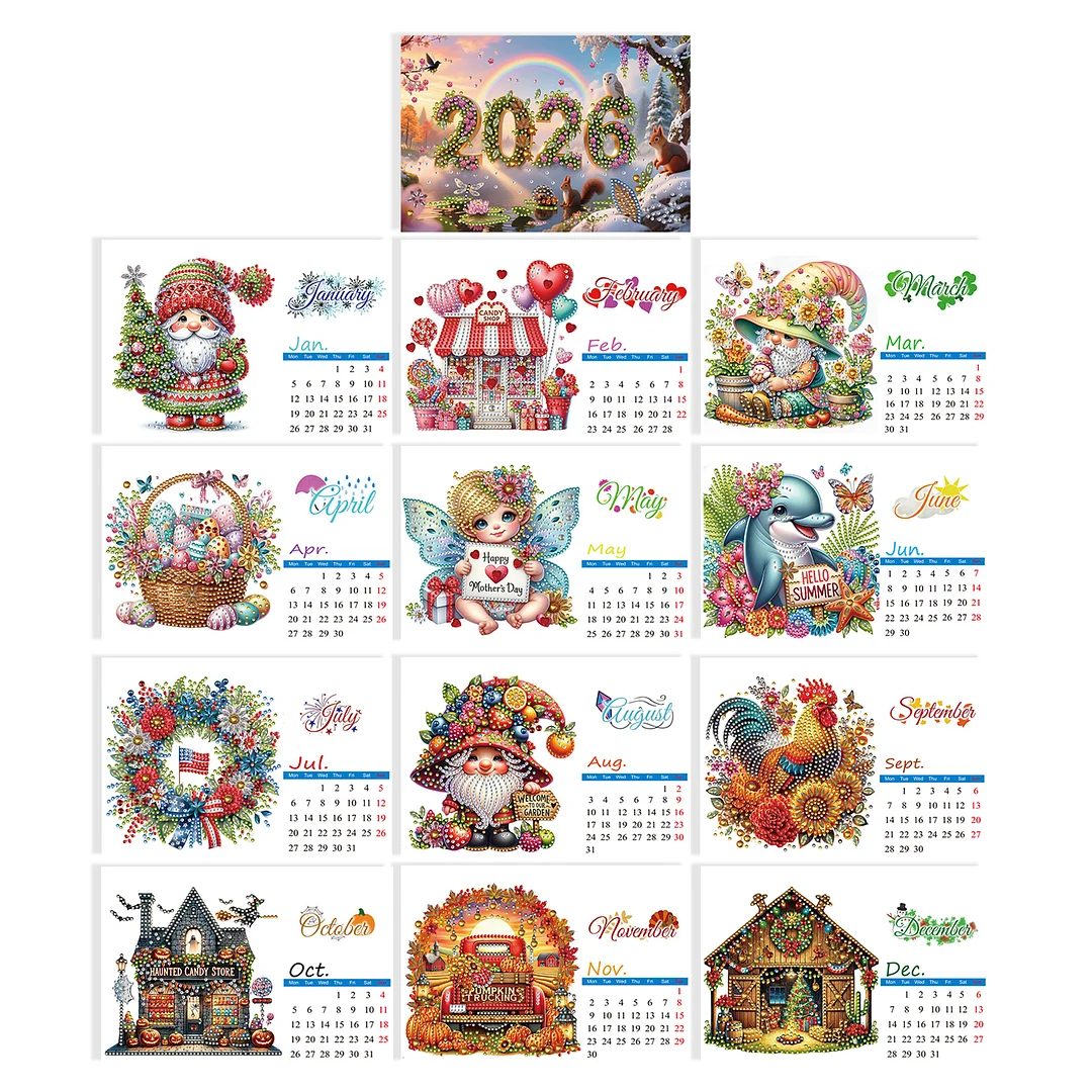 5D/DIY Calendar Crystal Painting Desk Calendars Kit Diamond Painting Calendar