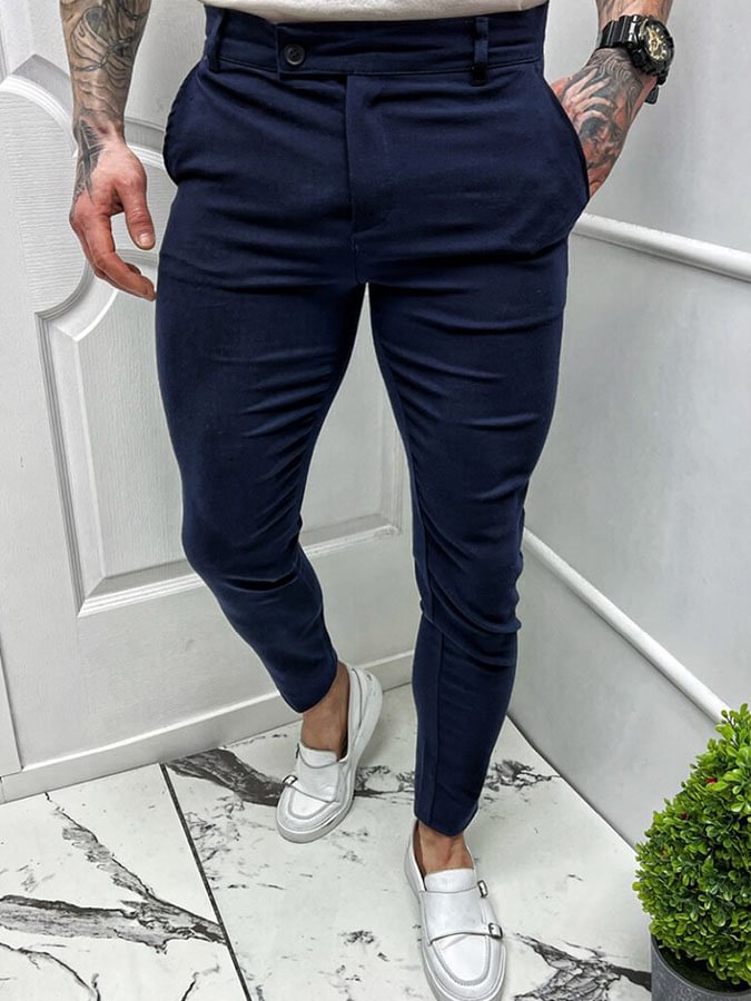 Men's Elegant Trousers In Navy