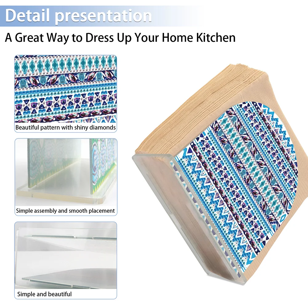 DIY Acrylic Mandala Diamond Painting Napkin Rack Decor for Home Office Decor