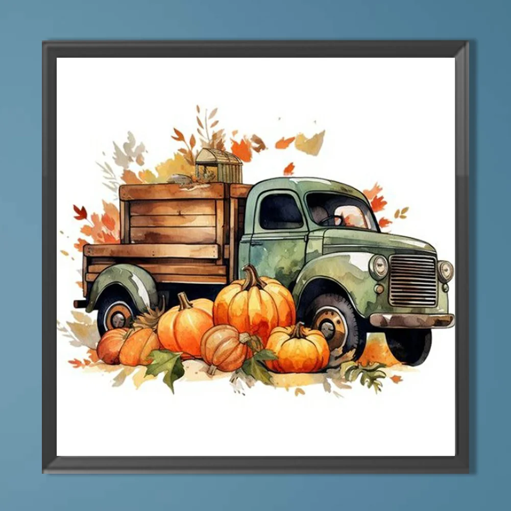 Diamond Painting - Full Round Drill - Pumpkin Lorry(Canvas|40*40cm)