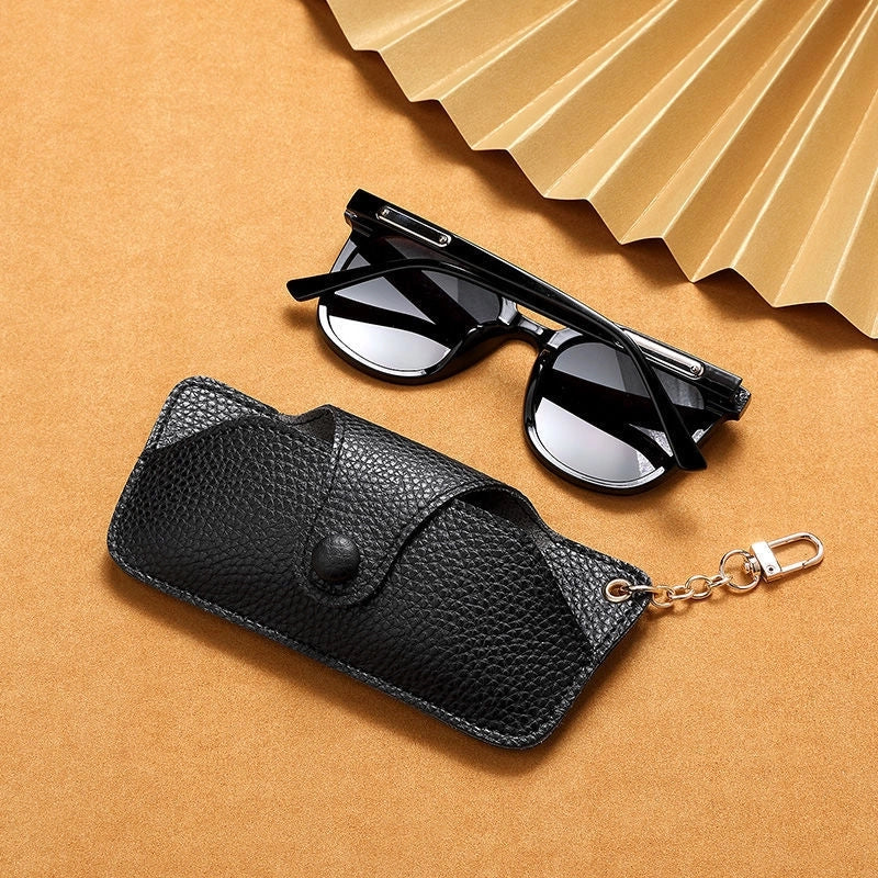 Simple Handmade Leather Portable Sunglasses Case Drop-resistant Sunglasses Case Glasses Bag Chain Pannier Bag