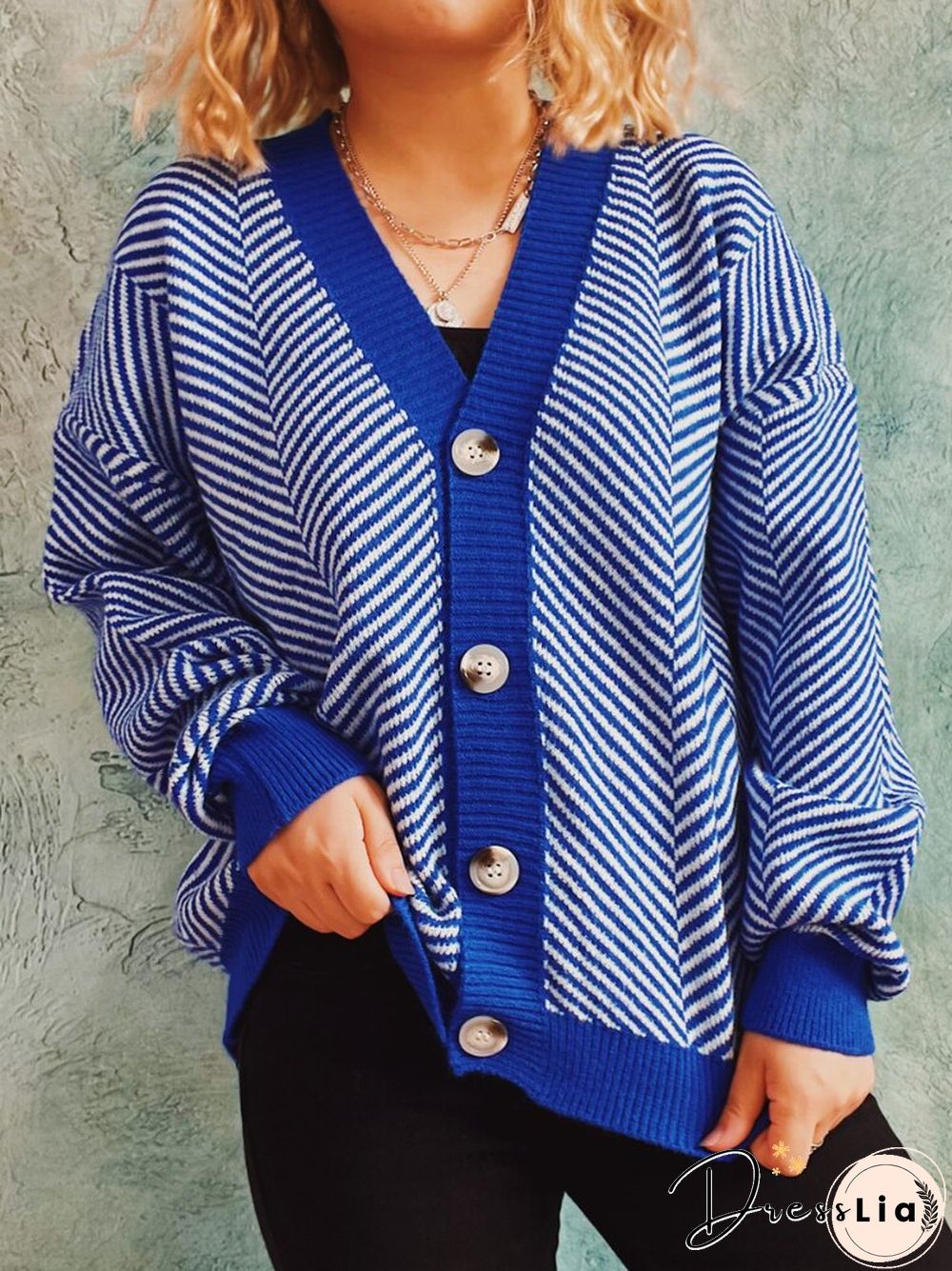 Autumn Winter Casual Long Sleeved Sweater Women's Contrast V-neck Cardigan Jacket Office Lady Cropped Cardigan Coats Tops