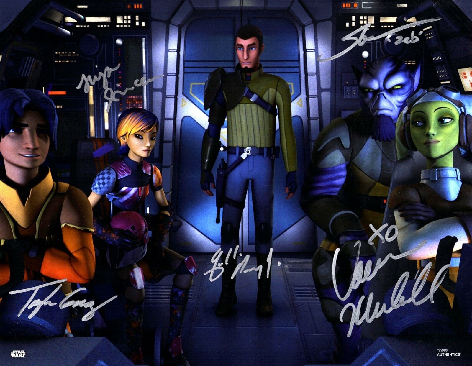 Star Wars REBELS Cast Signed by 5 11x14 Topps Photo Poster painting Beckett BAS Witness WC96052