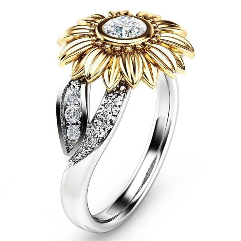 Stunning Zirconia Sunflower with Crystal Ring